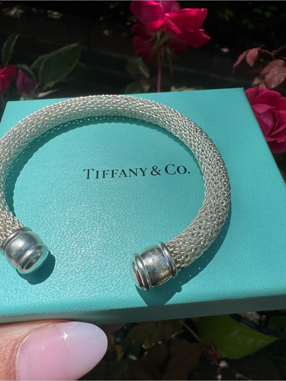 Tiffany & Co. Elsa Peretti Sterling Silver Mesh Open Cuff Bracelet - Picture 2 of 15